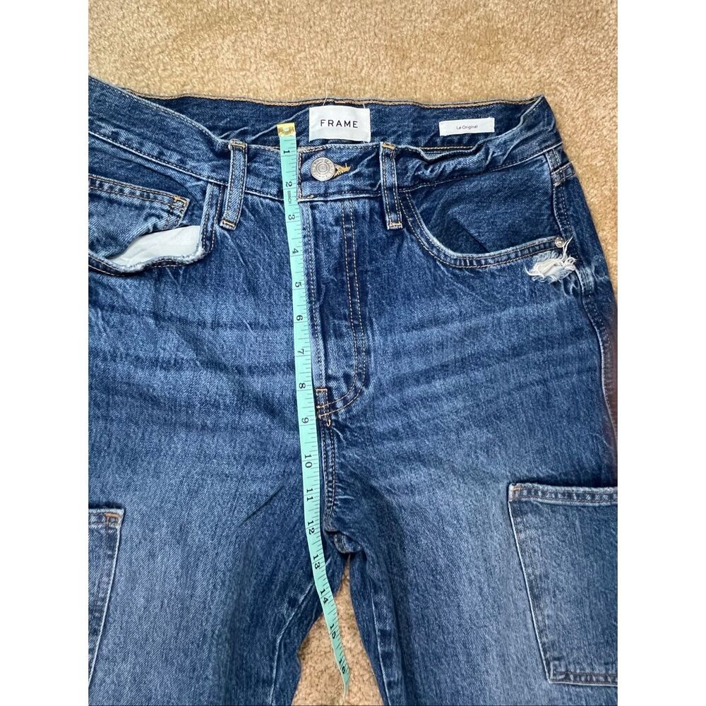 FRAME Le Original Jeans Size 28 High Rise Straight Utility Carpenter Blue Denim - Picture 4 of 9
